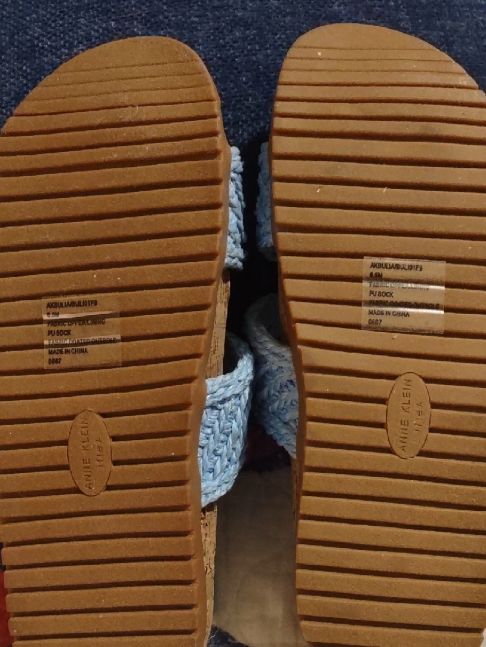 Anne Klein Braided Sky Blue Slip-On Sandals - Picture 2 of 3